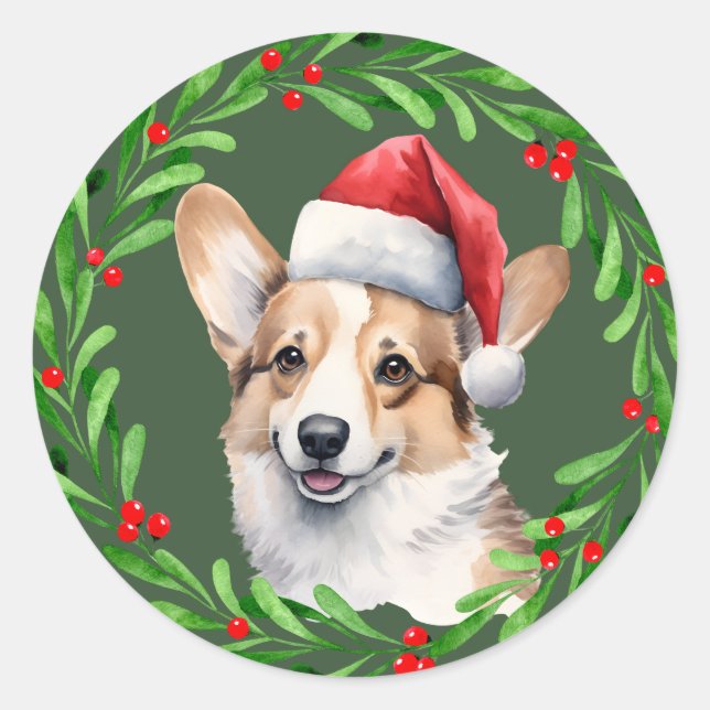 Adesivo Corgi Christmas Dog Puppy Mailing (Frente)