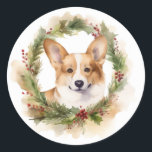 Adesivo Corgi Christmas Wreath Festivo Pup<br><div class="desc">Procurando o presente de Natal perfeito para seu amigo peludo? Nosso presente de Natal é o que você precisa! Com um tema de Natal encantador, é o presente ideal para o seu querido animal de estimação. Quer você seja uma mãe de cachorro, pai de cachorro, ou simplesmente um amante de...</div>