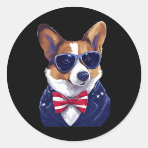 Adesivo Corgi com Patriótica Independência Americana de Ba