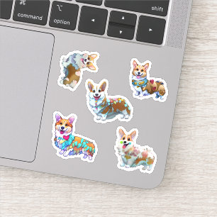 Adesivo Corgi de laranja-branca para um humor positivo