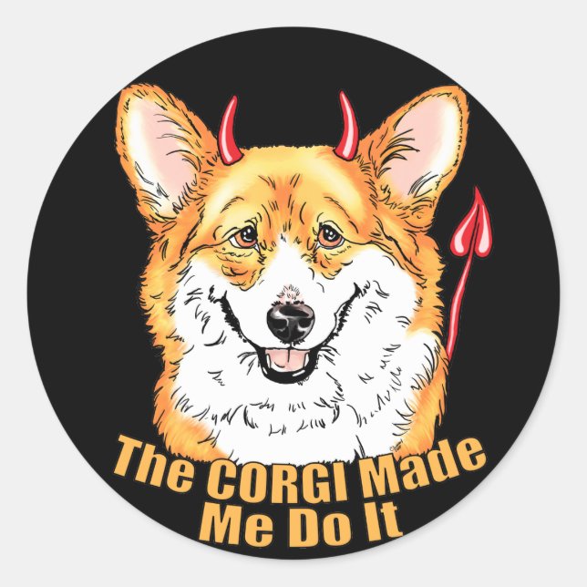 Adesivo Corgi Devil Me Fez Fazer Isso (Frente)