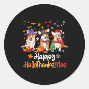 Adesivo Corgi Dog Halloween Christmas Happy Hallothanksmas