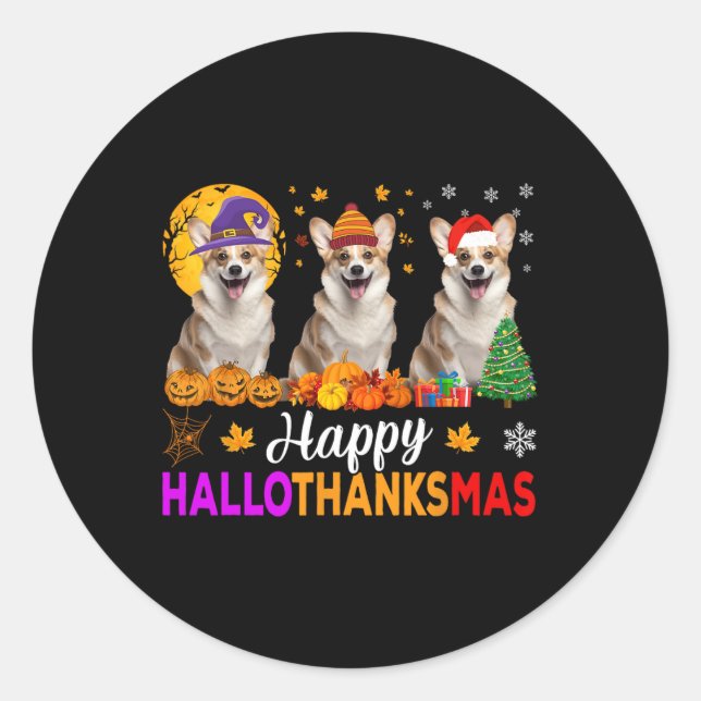 Adesivo Corgi Dog Halloween Natal Hallothanksmas (Frente)