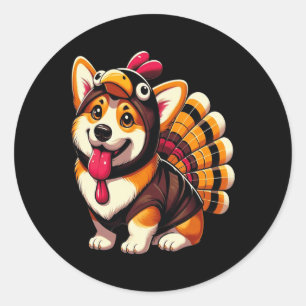 Adesivo Corgi Dog Turquia Ação de Graças Mulheres Homens K
