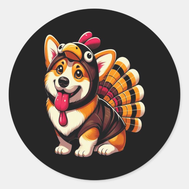 Adesivo Corgi Dog Turquia Ação de Graças Mulheres Homens K (Frente)