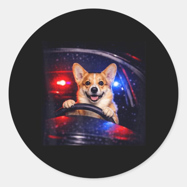 Adesivo Corgi Engraçado Dirigindo Meme Cachorro Dirigindo  (Frente)