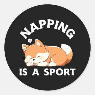 Adesivo Corgi Engraçado Dormindo é um Esporte para Amantes