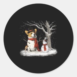 Adesivo Corgi Engraçado no Natal de Inverno da Árvore na N