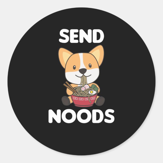 Adesivo Corgi Envia Noods Ramen Cute Kawaii Dogs (Frente)