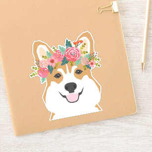 Adesivo Corgi Flower Crown vinil