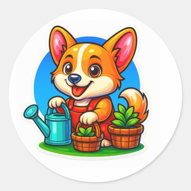 Adesivo Corgi Gardening Sticker (Frente)