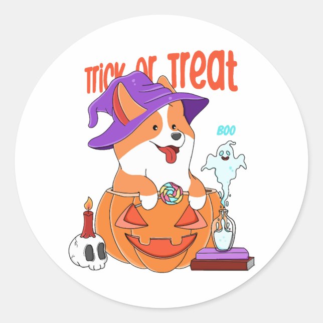 Adesivo Corgi Halloween (Frente)