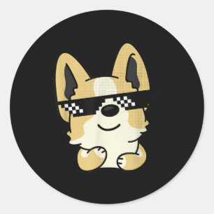 Adesivo Corgi Meme Pixel Óculos escuros Cachorro