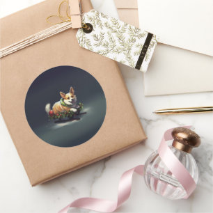 Adesivo Corgi Natal Inverno de Neve