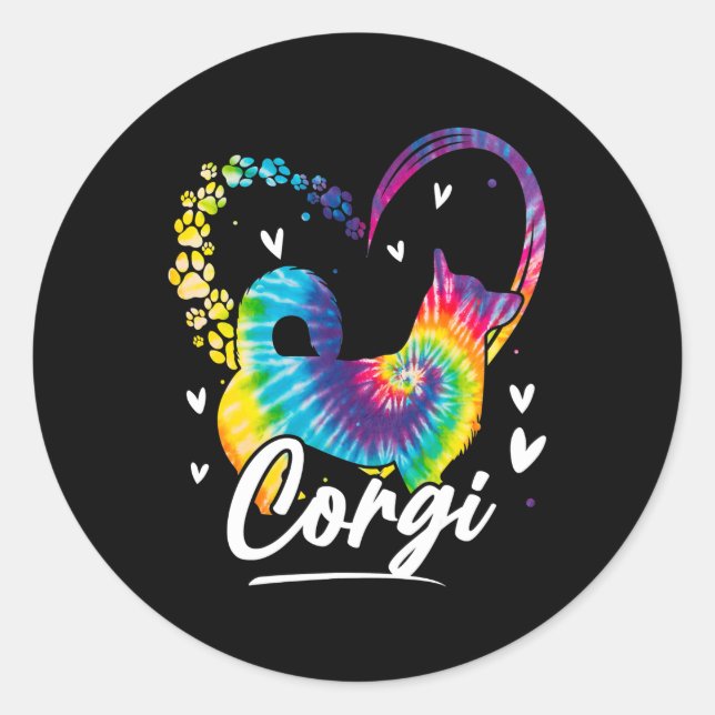 Adesivo Corgi Tie Dye Rainbow Dog Lover Gift (Frente)