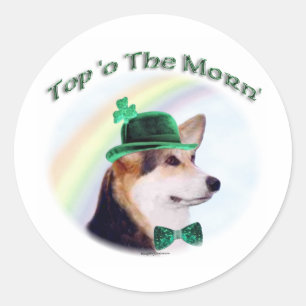Adesivo Corgi Top of the Morn'; Corgi Rua. Dia de Patrick