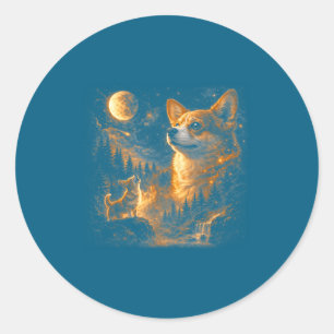 Adesivo Corgi uivando para a lua vintage 90s retrô animal