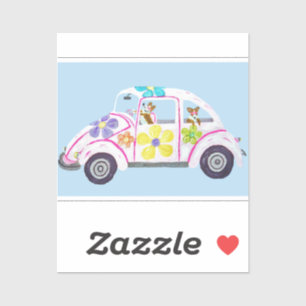 Adesivo Corgis hippies no seu carro do amor de criança flo