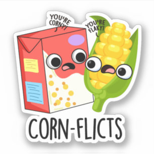 Adesivo Corn-flicts Funny Cornflake Corn Pun