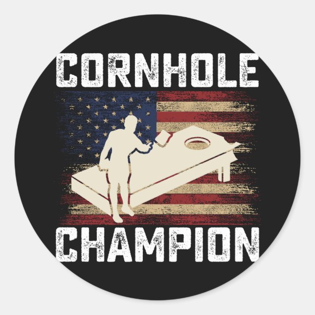 Adesivo Cornhole Champion American Flag USA 4º de julho (Frente)