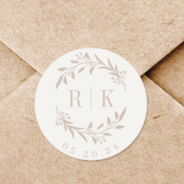 Adesivo Coroa Botânica de Rosa Rústica para Casamento Mono