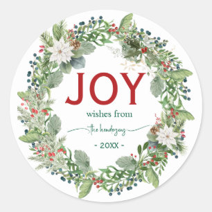 Adesivo Coroa de Alegria de Natal Nome Escrito à Mão Verme
