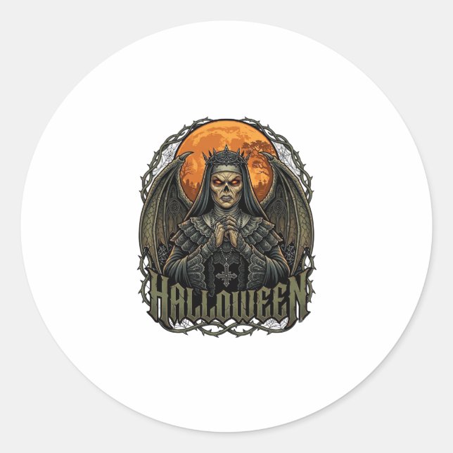 Adesivo Coroa de Asas de Demônio de Halloween Freira Lua L (Frente)