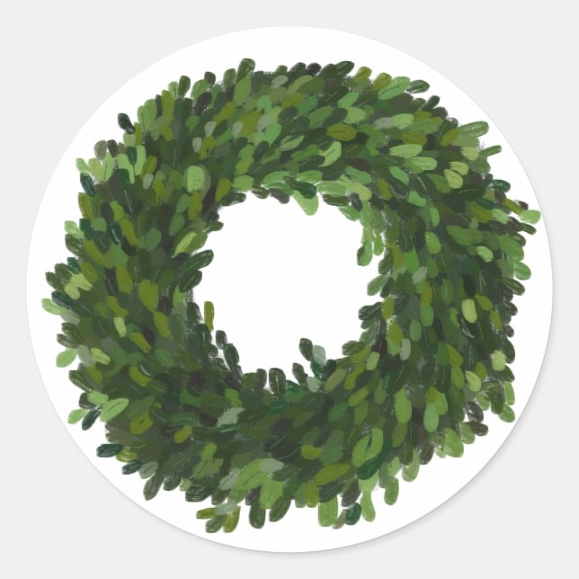 Adesivo Coroa de buxo pintada à mão Natal (Frente)