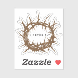 Adesivo Coroa de Espinhos Marrom com Versículo Bíblico 1 P