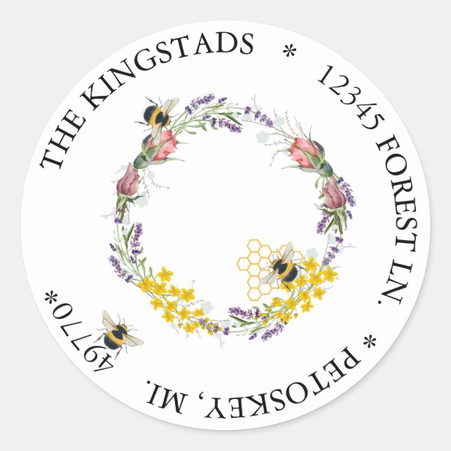 Adesivo coroa de flores e abelhas (Frente)