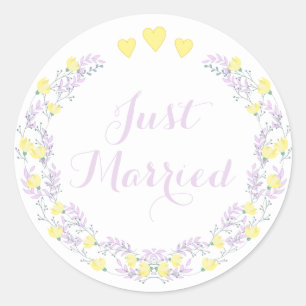 Adesivo Coroa de Flores Roxo & Amarelo Recém-Casados