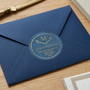 Adesivo Coroa de Folha de Ouro Personalizada com Monograma