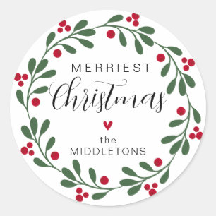 Adesivo Coroa de Folhagem de Natal Personalizada