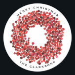 Adesivo Coroa de Inverno Pintada à Mão Merry Christmas<br><div class="desc">Feliz Natal | Este adesivo de Natal personalizável apresenta uma coroa de winterberry vermelha pintada à mão. Personalize adicionando seus próprios detalhes. Este adesivo de Natal de coroa de inverno será perfeito como um convite de Natal ou selo de envelope. Itens correspondentes estão disponíveis.</div>
