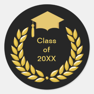 Adesivo Coroa de Louro Dourada Turma de Formatura de 20XX