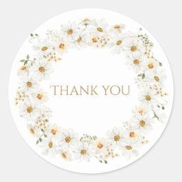 Adesivo Coroa de Margarida Branca Aquarela Obrigada