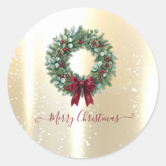Adesivo Coroa de Natal Arco Vermelho Dourado