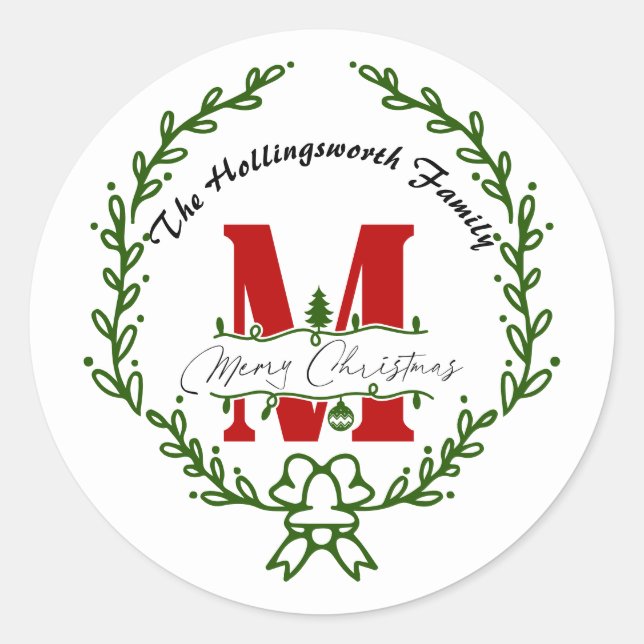 Adesivo Coroa de Natal com Monograma (Frente)