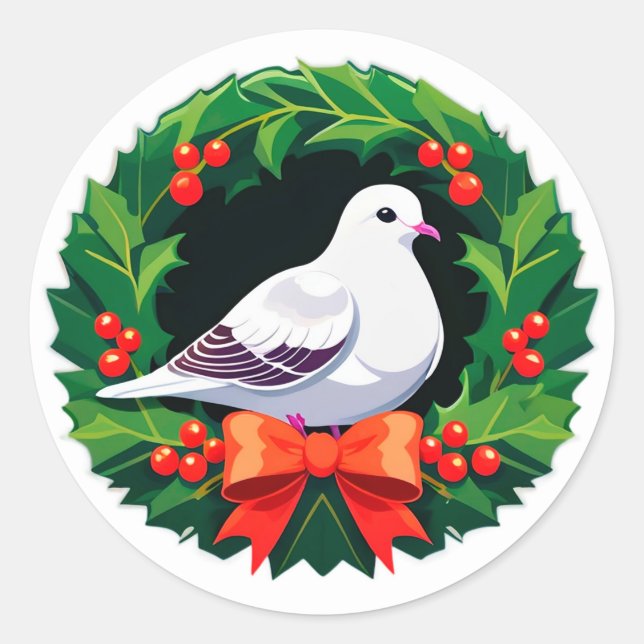 Adesivo Coroa de Natal Com Pássaro Brilhante (Frente)