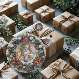 Adesivo Coroa de Natal da Família Personalizável Farmhouse