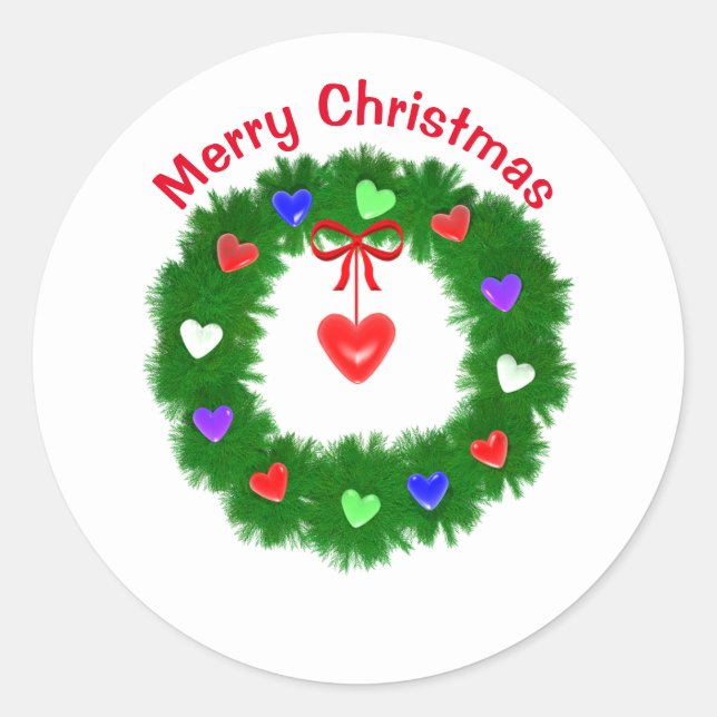 Adesivo Coroa de Natal de Corações (Frente)