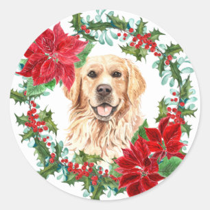 Adesivo Coroa de Natal de Holly Poinsettia do Retriever Do