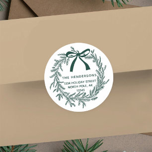 Adesivo Coroa de Natal de Pinheiro Verde Rústico Endereço