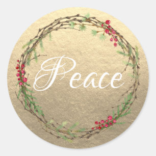Adesivo Coroa de Natal Dourada Paz