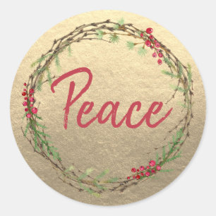 Adesivo Coroa de Natal Dourada Paz