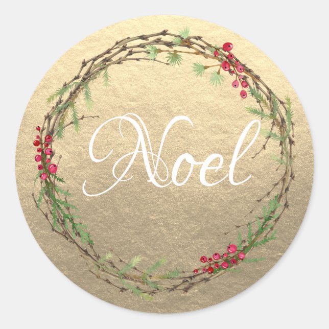 Adesivo Coroa de Natal em Dourado Noel (Frente)
