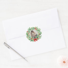 Adesivo coroa de Natal em foto personalizada aquarela