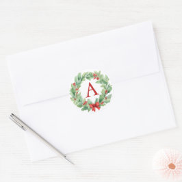 Adesivo Coroa de Natal em monograma de aquarela