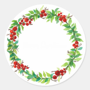 Adesivo Coroa de Natal festiva com bagas vermelhas