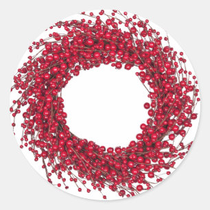 Adesivo Coroa de Natal Moderna de Frutas Vermelhas